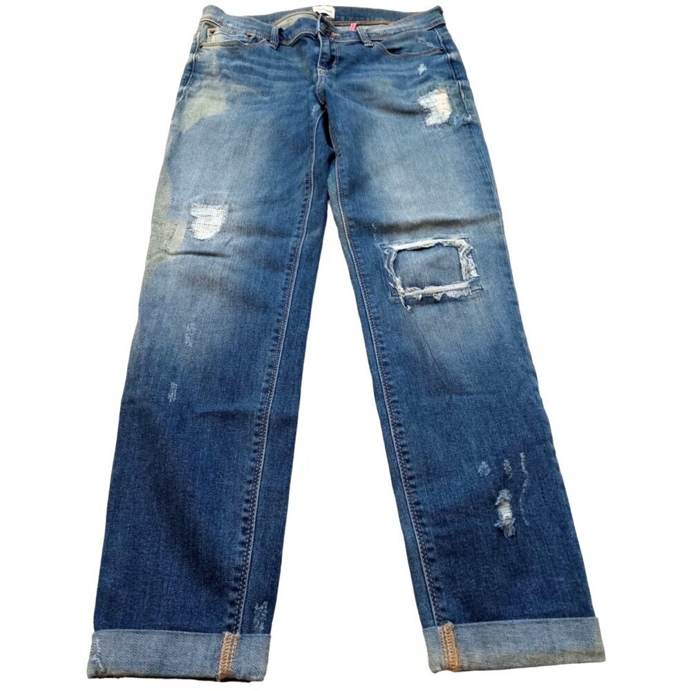 Sneak Peak Like New Boyfriend Denim Jeans Cute Stylish Patches and Rips Size 5